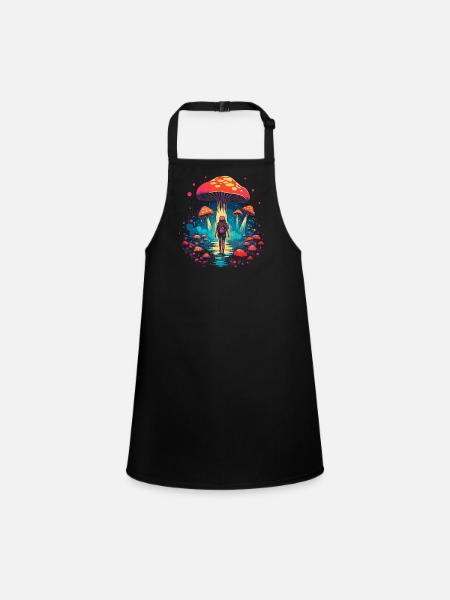 Fantasy Mushroom | Forest | Nature | Goa Festival - Children's Apron - black - Front