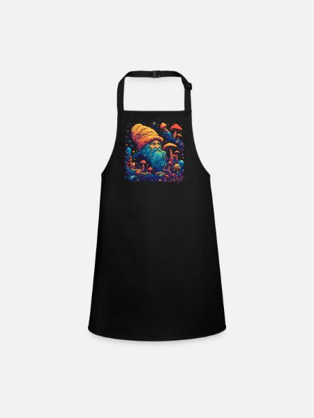 Fantasy Mushroom | Forest | Nature | Goa Festival - Children's Apron - black - Front