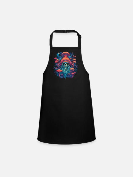 Fantasy Mushroom | Forest | Nature | Goa Festival - Children's Apron - black - Front