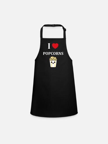 i love popcorn - Tablier Enfant - noir - Devant