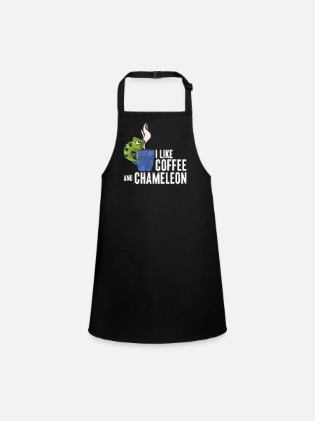 Ich Mag Kaffee Und Chamäleon-T-Shirt - Schürze für Kinder - Schwarz - Vorne
