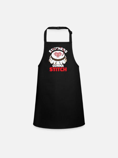Stitchers Gonna Stitch - Christmas & Birthday Gift - Children's Apron - black - Front