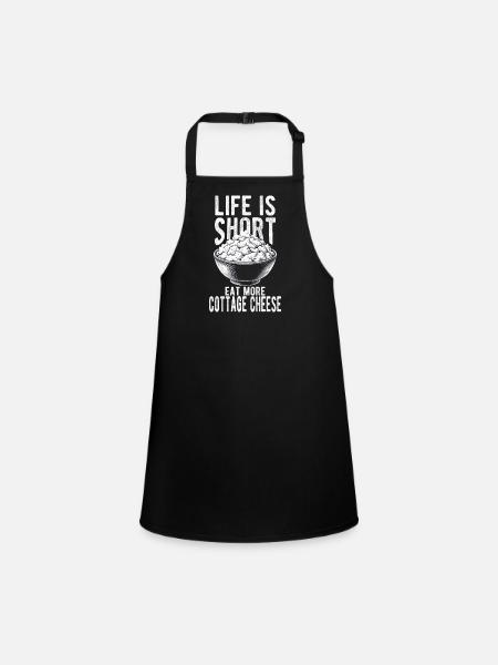 Amateur de fromage cottage - Tablier Enfant - noir - Devant