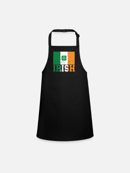 Drapeau irlandais patriotique Irlande trèfle - Tablier Enfant - noir - Devant