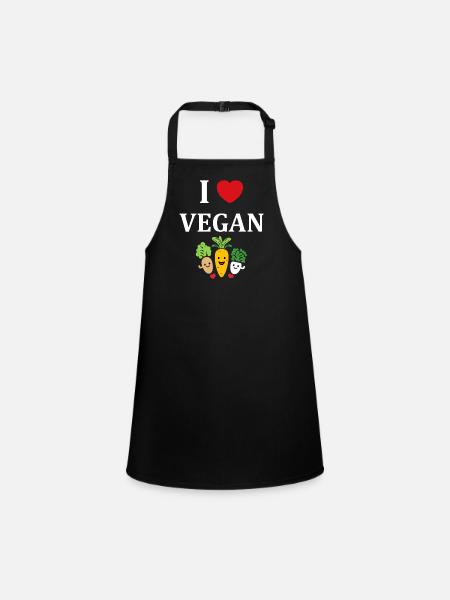 Humorvolles kleines veganes Gemüse - Schürze für Kinder - Schwarz - Vorne