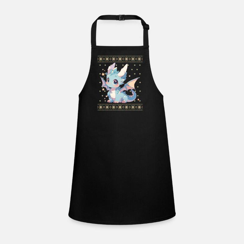 Kawaii Dragon in Ugly Christmas Sweater Style Children's Apron