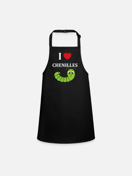 Chenilles insecte Amour petite chenille - Tablier Enfant - noir - Devant
