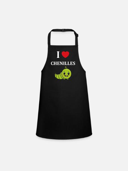 Chenilles insecte Amour petite chenille - Tablier Enfant - noir - Devant