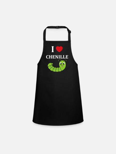 Chenilles insecte Amour petite chenille - Tablier Enfant - noir - Devant