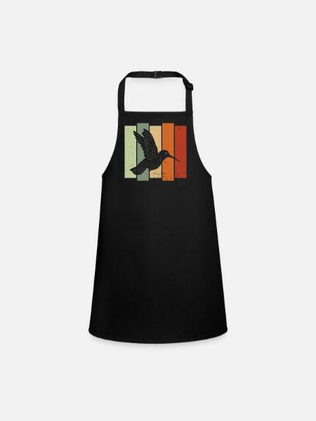 Hummingbird Retro Birdwatching Bird Watcher - Children's Apron - black - Front
