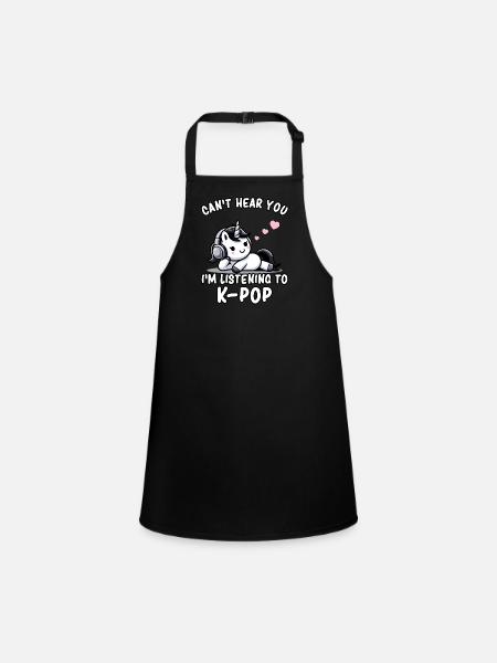 K-Pop KPop Korean Music Unicorn - Children's Apron - black - Front