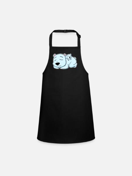 Bear Family - Bear with Baby - Children's Apron - black - Front