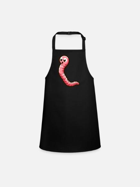 Earthearthworm Personnage de dessin animé drôle - Tablier Enfant - noir - Devant