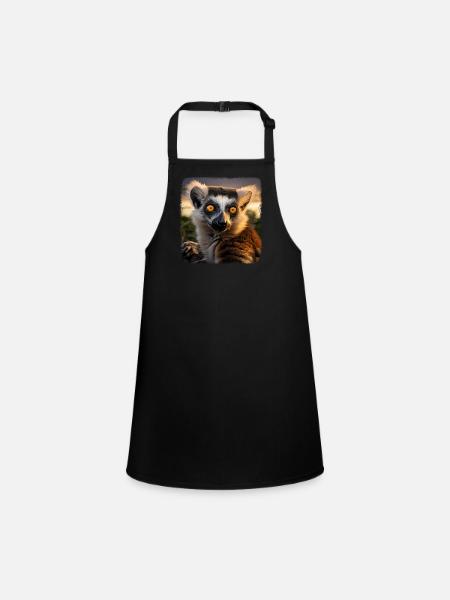 Lémuriens à queue annelée réaliste lémurien à queue annelée - Tablier Enfant - noir - Devant
