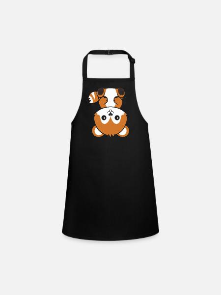 Fuchs liebt den kleinen roten Panda - Schürze für Kinder - Schwarz - Vorne
