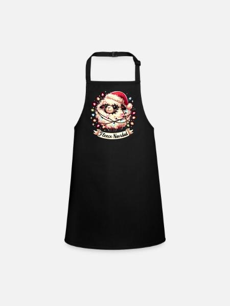 Fleece Navidad Weihnachten Geschenk Lustig Sprüche - Schürze für Kinder - Schwarz - Vorne