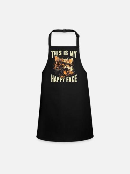 This is my happy face - Children's Apron - black - Front