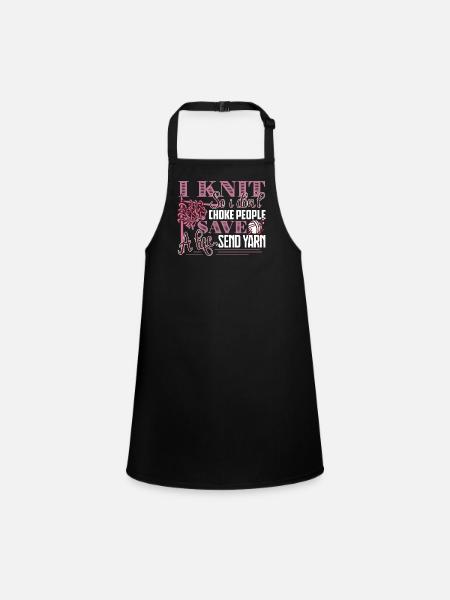 Knitting I Knit So I Don't Choke People - Children's Apron - black - Front