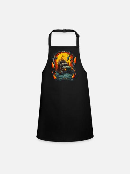 Hell for Mechanics: Dungeon of Junk Cars - Children's Apron - black - Front