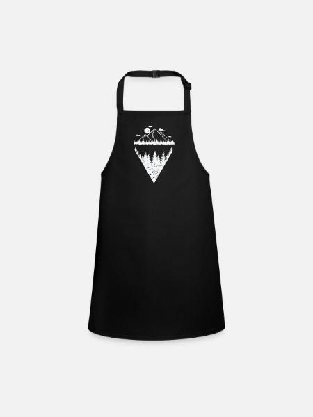 Mountains at night for hiking Outdoor Hobby - Children's Apron - black - Front