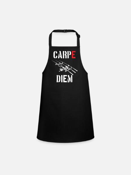 Carpe Diem Carphunter Carp Karpfen Karpfenangler - Schürze für Kinder - Schwarz - Vorne