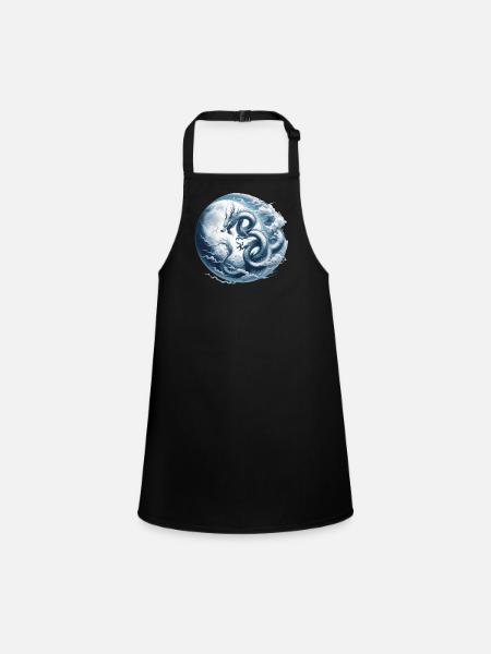 Dragon Moon Chinese Dragon Zodiac Symbol - Children's Apron - black - Front