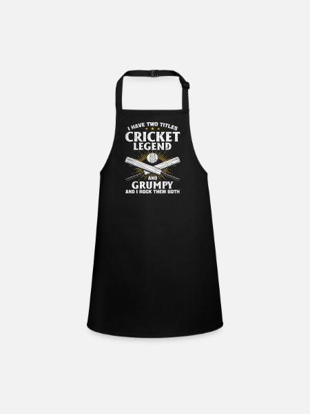 J’ai deux titres Légende du cricket et - Cric - Tablier Enfant - noir - Devant