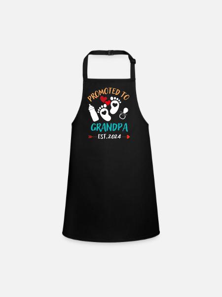 Promoted to Grandfather 2024 Grandfather's Day - Children's Apron - black - Front