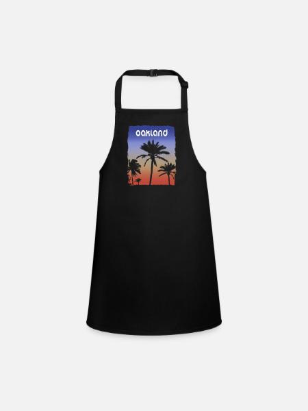 Oakland California Sunset Vacation Souvenir Palm - Children's Apron - black - Front