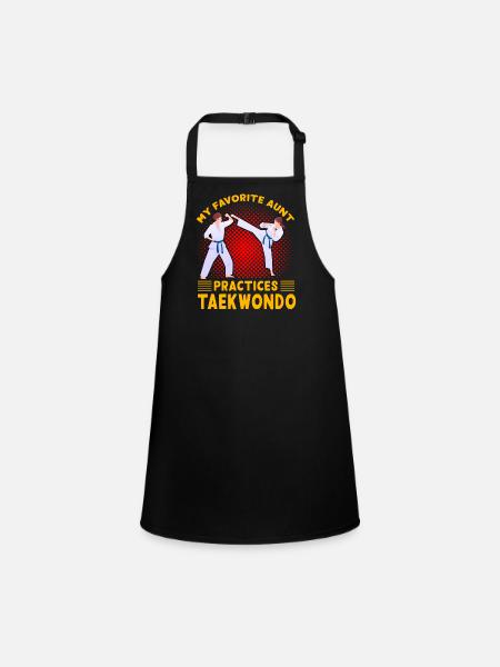 Meine Lieblingstante trainiert Taekwondo - Schürze für Kinder - Schwarz - Vorne
