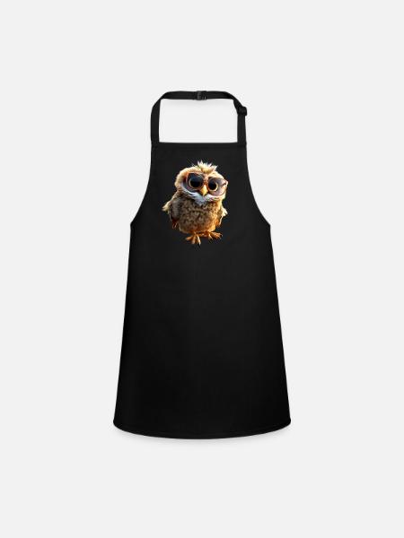 Eule Schleiereule Geschenk Kauz Uhu Owl Süße Eulen - Schürze für Kinder - Schwarz - Vorne