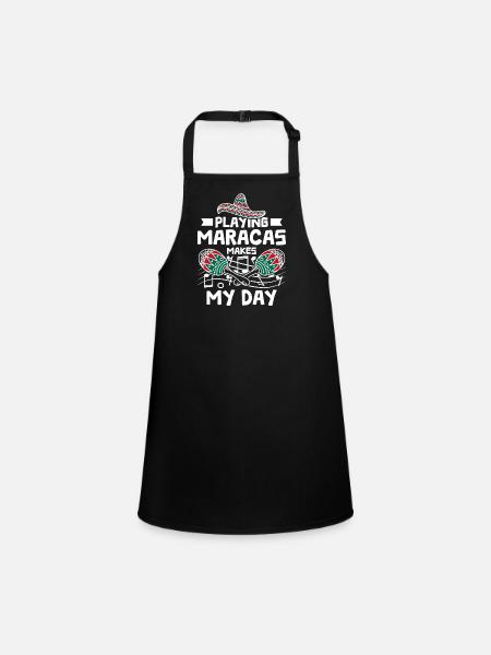 Playing maracas makes my day - Children's Apron - black - Front