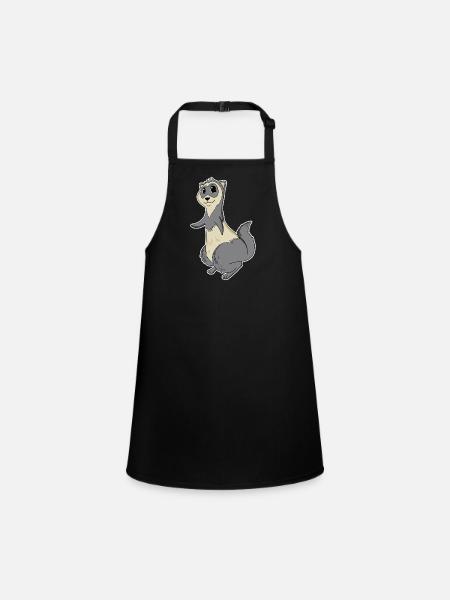 Ferret Animal Motif - Children's Apron - black - Front