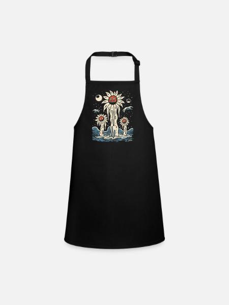 Anxious Night Sunflowers - Children's Apron - black - Front