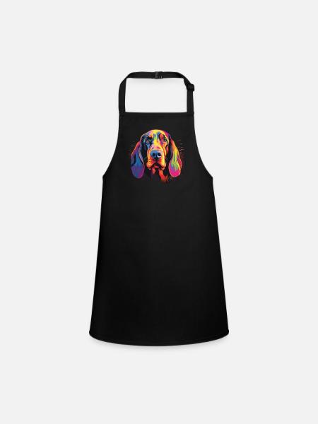 Watercolor Colorful Black And Tan Coonhound - Children's Apron - black - Front