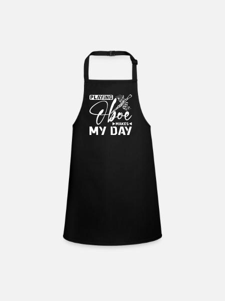 Playing Oboe makes my day - Children's Apron - black - Front