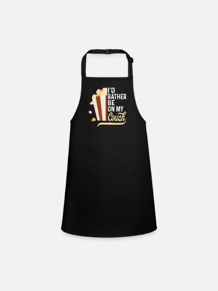 I'd rather be on my Couch Chiller Couch Potato - Children's Apron - black - Front