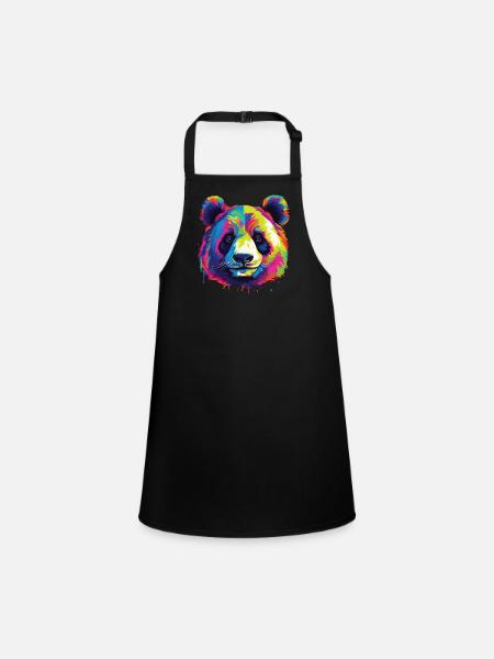 Wasserfarben Farbenfroher Panda bunte Tiere - Schürze für Kinder - Schwarz - Vorne