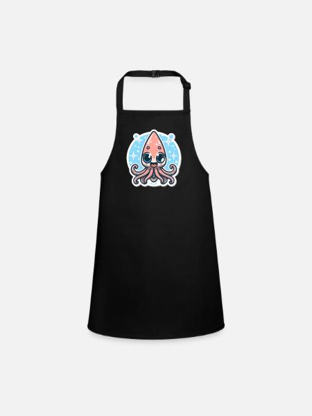 Amoureux des calamars - Tablier Enfant - noir - Devant
