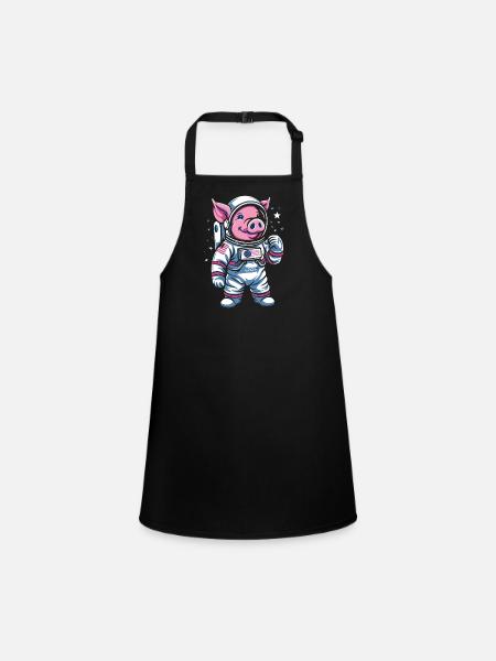 Petit Cochon : Cochon Astronaute - Tablier Enfant - noir - Devant