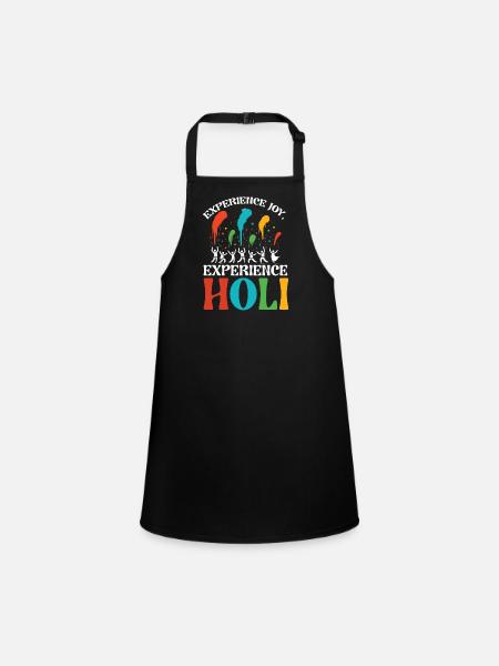 Happy Holi Greetings Hinduism Indian Festival - Children's Apron - black - Front