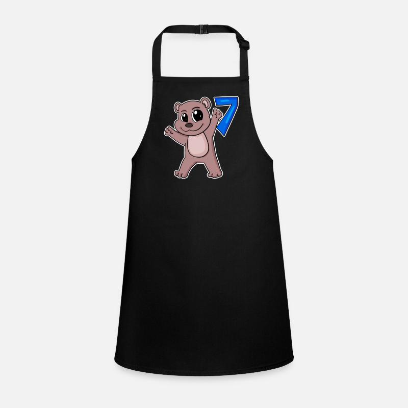 7th Birthday Motif Bear - Seven Years Old Children's Apron