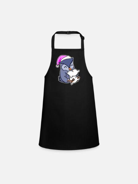 Owl Tired Sleeping Sleep Girl - Children's Apron - black - Front
