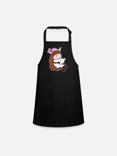 Ox Tired Sleeping Sleeping Girl - Children's Apron - black - Front