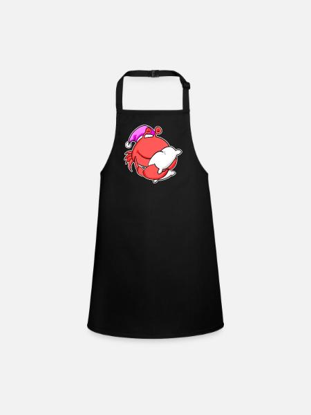 Crab Tired Sleeping Out Sleeping Girl - Children's Apron - black - Front