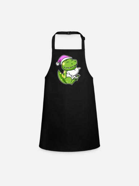 Dinosaur Tired Sleeping Sleeping Girl - Children's Apron - black - Front
