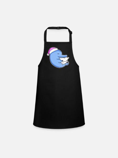 Dolphin Tired Sleeping Sleeping Girl - Children's Apron - black - Front
