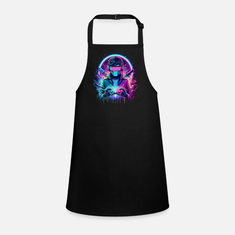 Neon Cyber Controller - Retro Gaming Power Schürze für Kinder