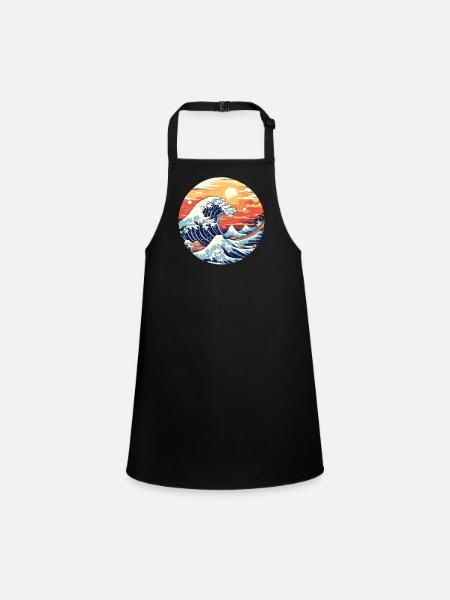 Große Welle The Great Wave Kanagawa - Children's Apron - black - Front
