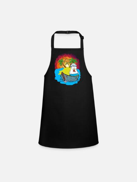 Hühner Matrosen Boot Strand Schwimmring Ahoi - Schürze für Kinder - Schwarz - Vorne